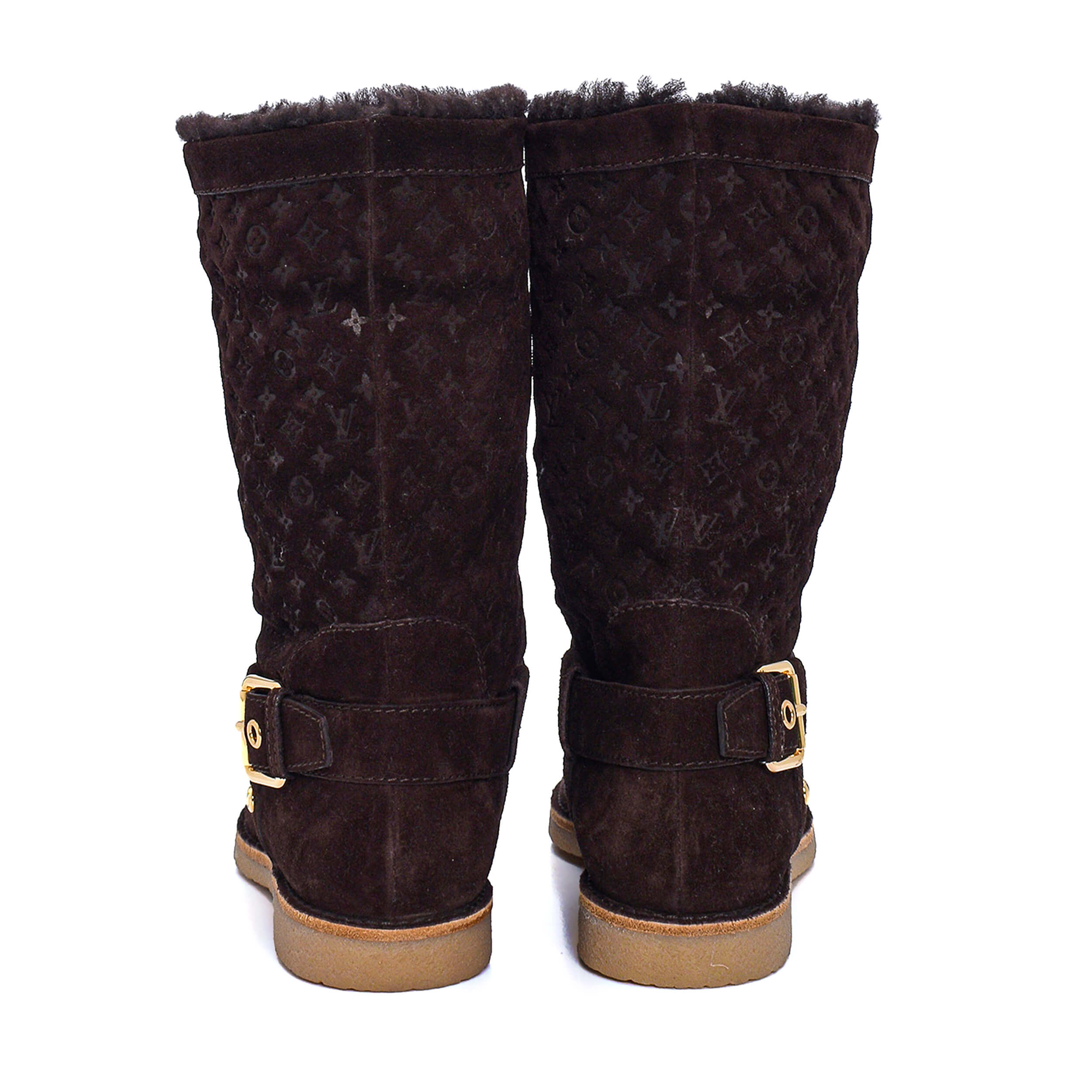 Louis Vuitton - Brown Monogram Suede&Insıde Fur Boots